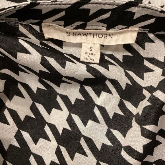 41 Hawthorn Houndstooth Blouse Black White Small - Picture 6 of 13